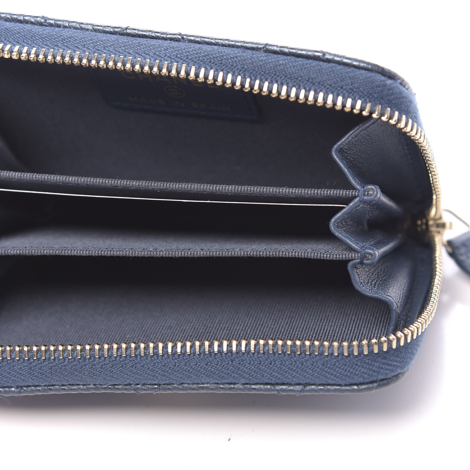 Chanel Metallic Caviar Quilted Zip Coin Purse Dark Blue 5 of 8