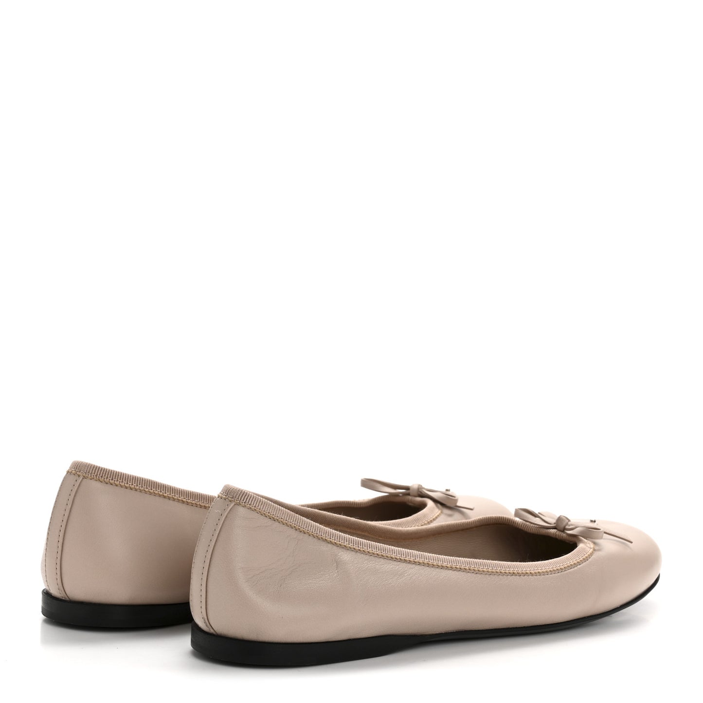 Lambskin Bow Ballerina Flats 37 Nude