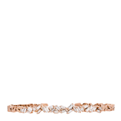 Suzanne Kalan 18K Rose Gold Diamond Fireworks Classic Baguette Bangle Bracelet 1 of 3
