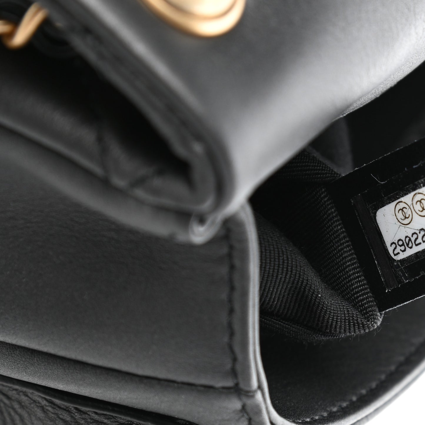 Calfskin Quilted Top Handle Flap Black