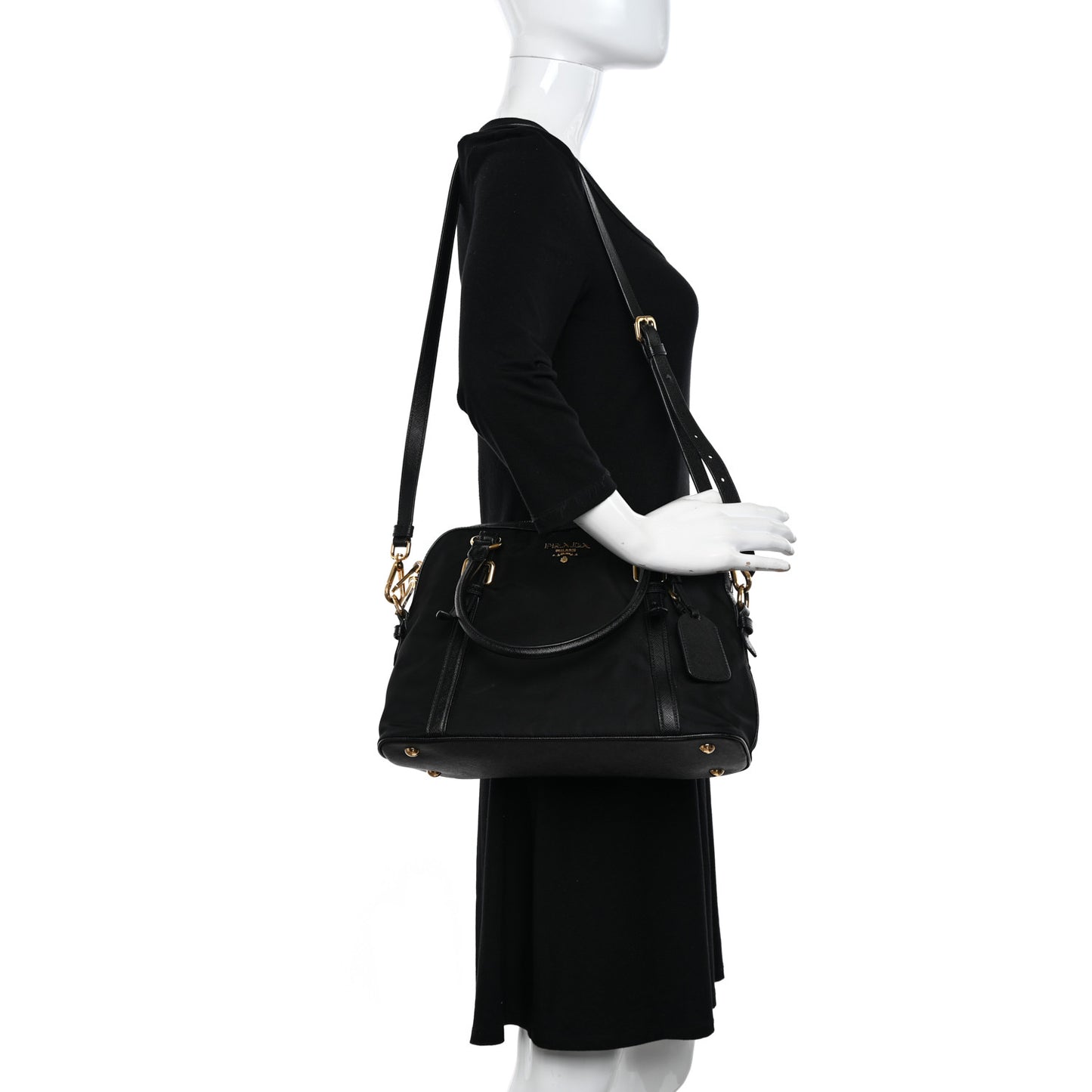 Tessuto Nylon Saffiano Tote Black