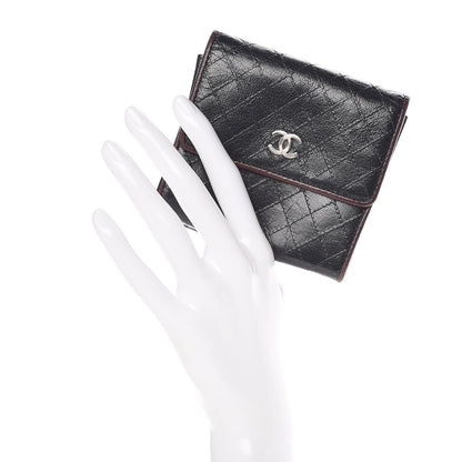 Chanel Calfskin Diamond Stitched Compact Wallet Black 2 of 13