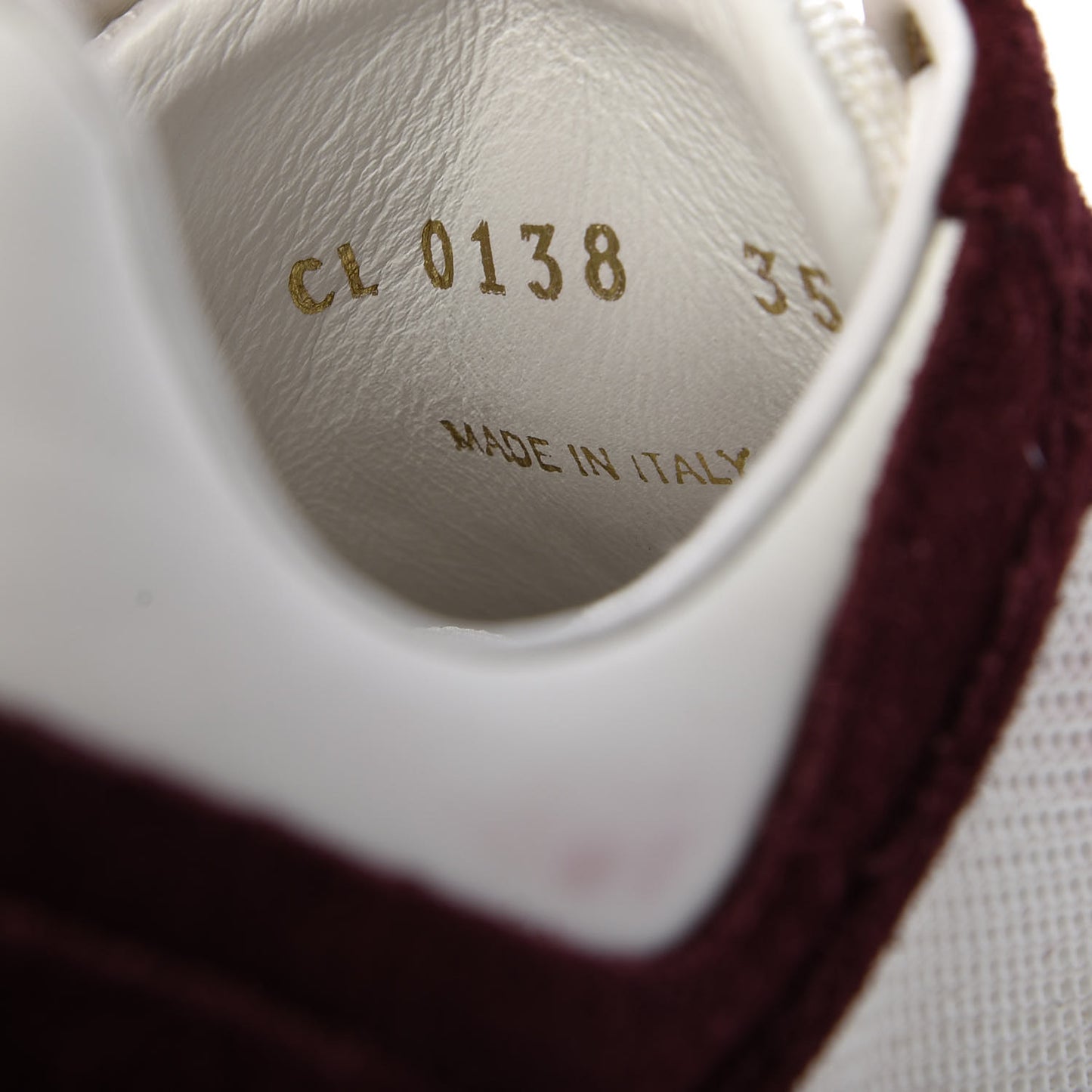 Suede Calfskin Run Away Sneakers 35 Burgundy White
