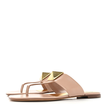 Valentino Garavani Calfskin One Stud Flat Thong Sandals 38 Rose Cannelle 3 of 10