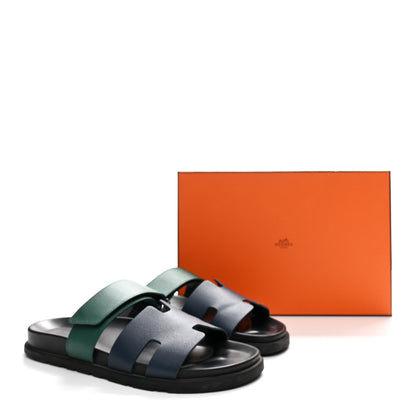 Hermes Epsom Mens Chypre Sandals 41 Bleu Celeste Vert Oyat 11 of 11