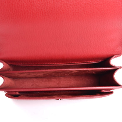 Saint Laurent Grained Calfskin Medium Monogram Sunset Satchel Red 5 of 9