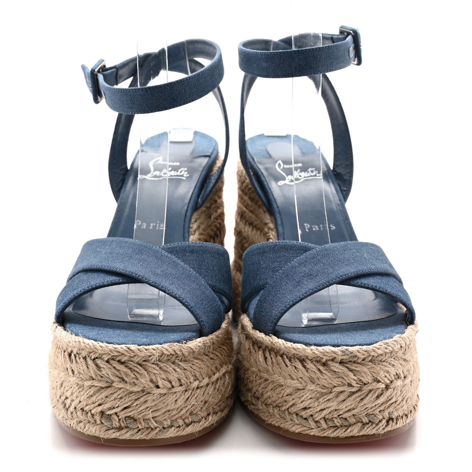 Christian Louboutin Denim Mariza Zeppa 130 Wedge Sandals 40 Blue 3 of 9