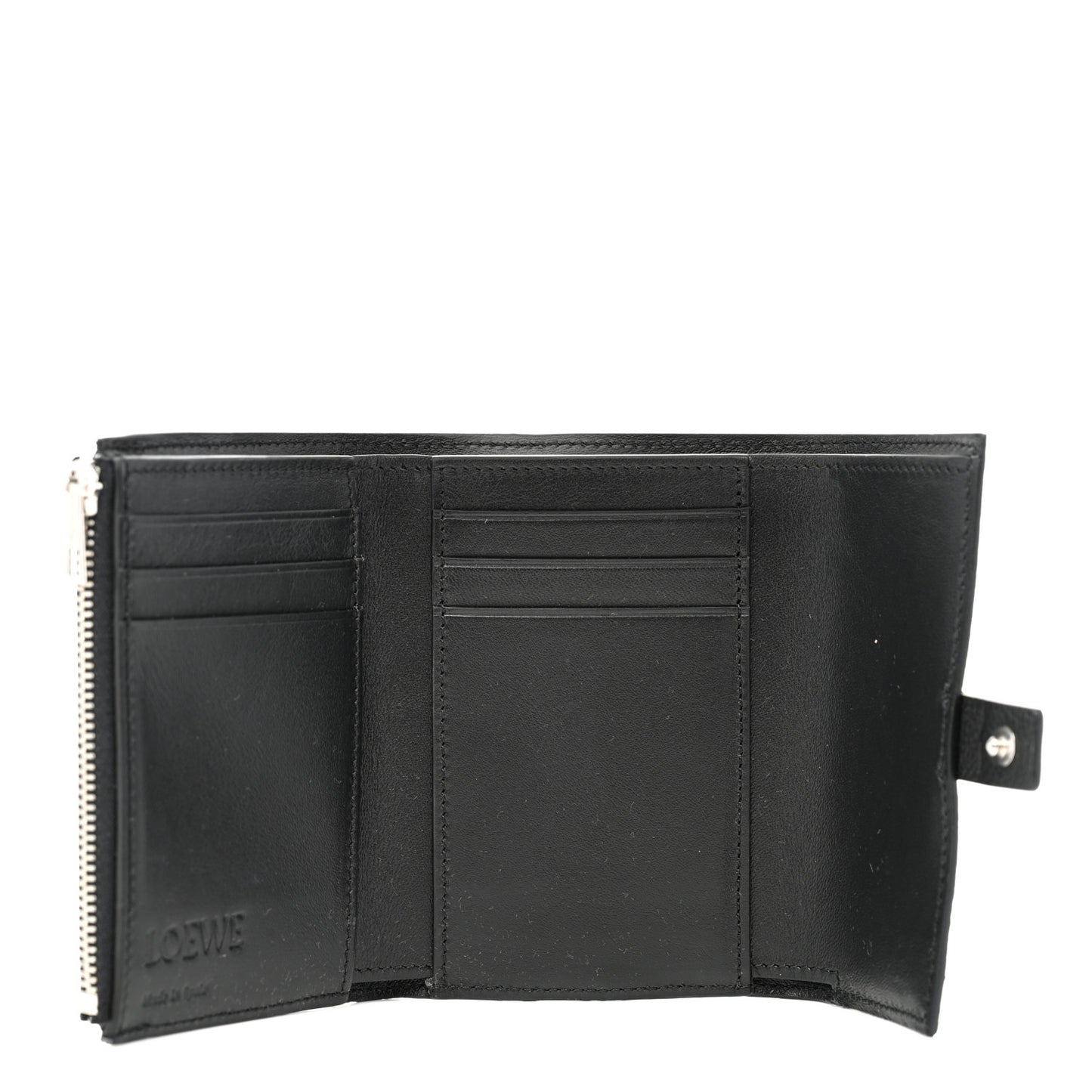 Grained Calfskin Small Vertical Wallet Black