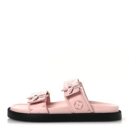 Louis Vuitton Lambskin Embossed Monogram Sunset Comfort Flat Sandals 38 Pink 1 of 11