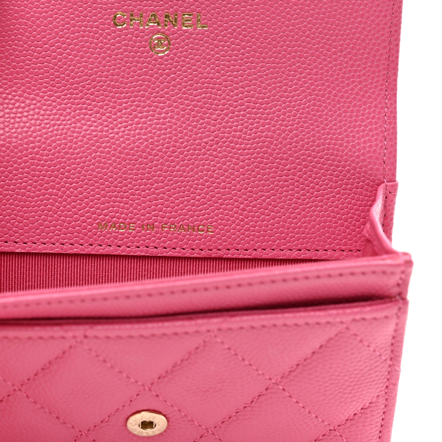 Caviar Quilted Flap Card Holder Wallet Pink
