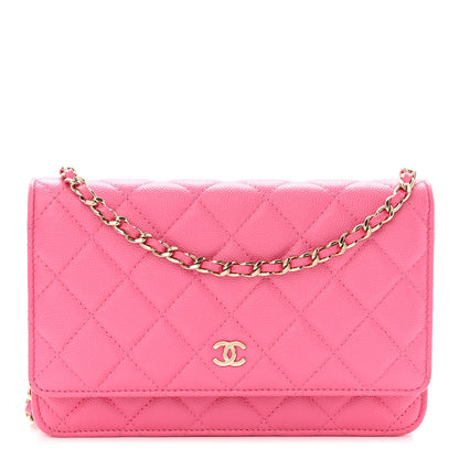 Chanel Caviar Quilted Wallet On Chain WOC Pink 1 of 10