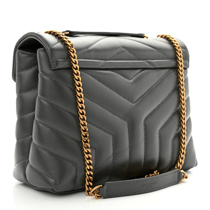 Saint Laurent Calfskin Y Quilted Monogram Small Loulou Chain Satchel Storm 3 of 10