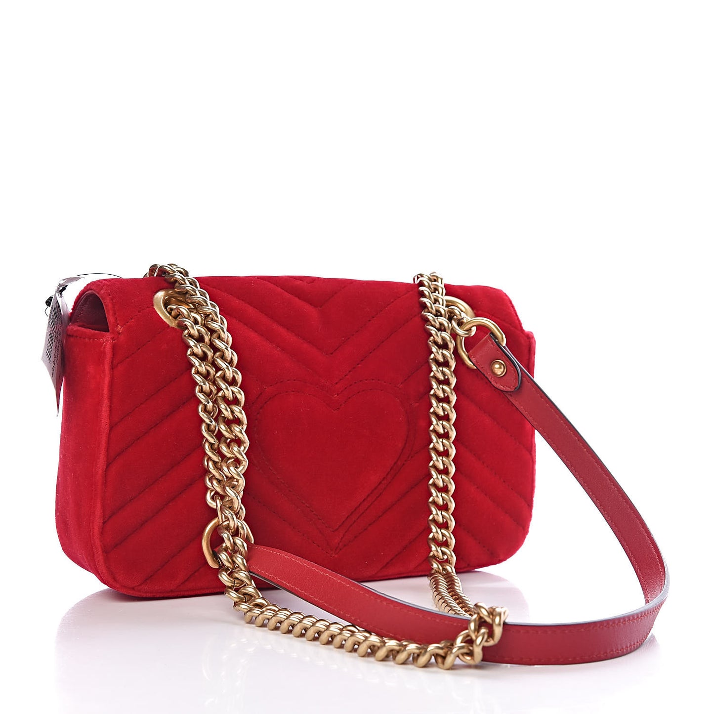 Velvet Matelasse Mini GG Marmont Shoulder Bag Hibiscus Red