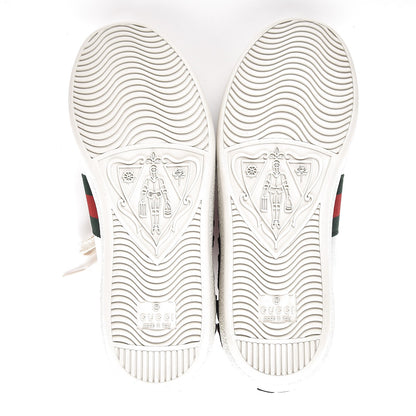 Gucci Metallic Calfskin Floral Embroidered Ace Sneakers 36.5 Silver 5 of 11