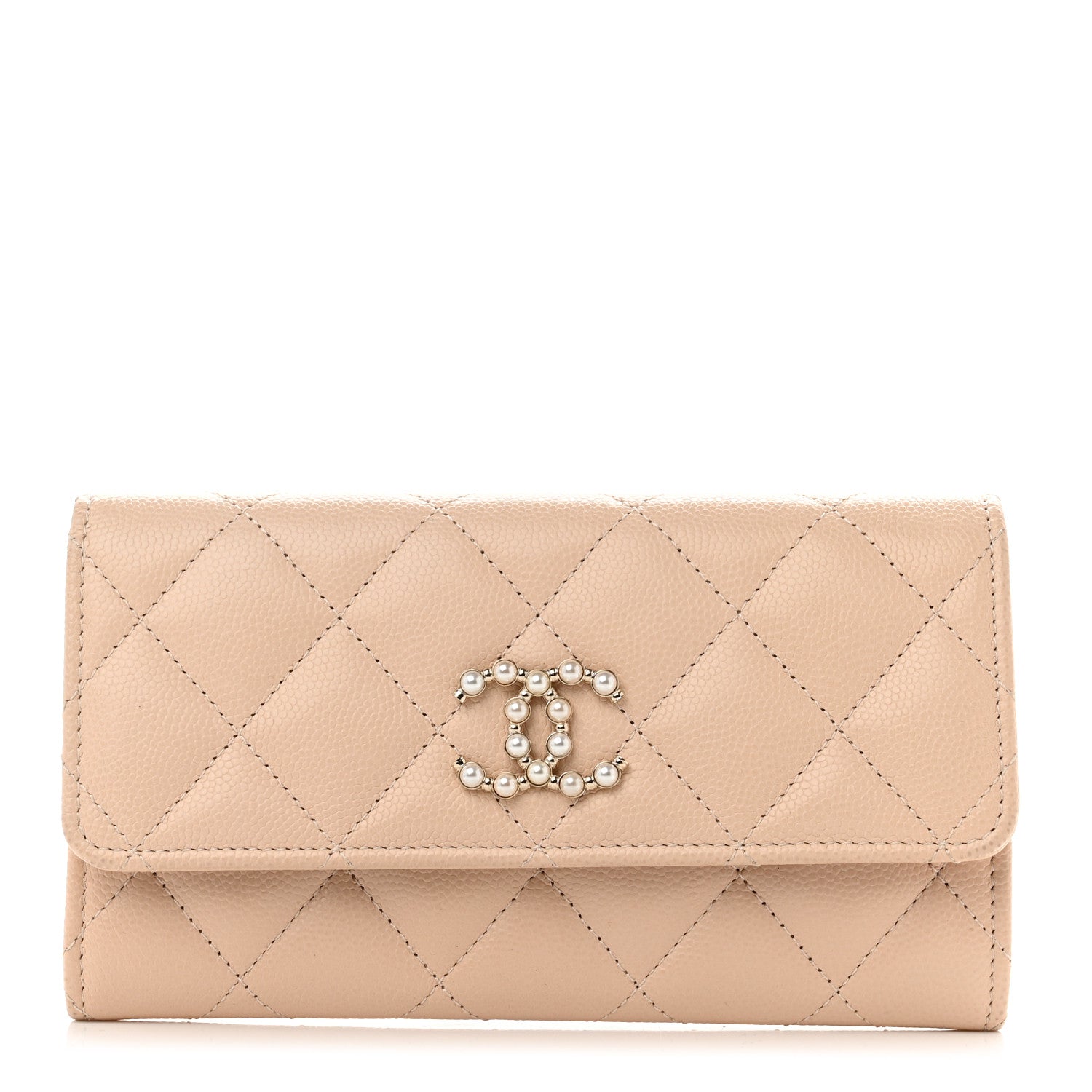 Chanel Caviar Pearl Quilted Coco Candy Wallet Beige 1 of 9