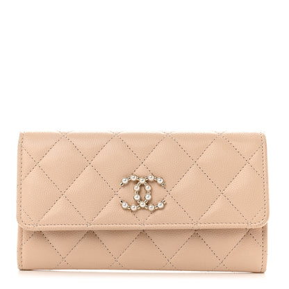 Chanel Caviar Pearl Quilted Coco Candy Wallet Beige 1 of 9