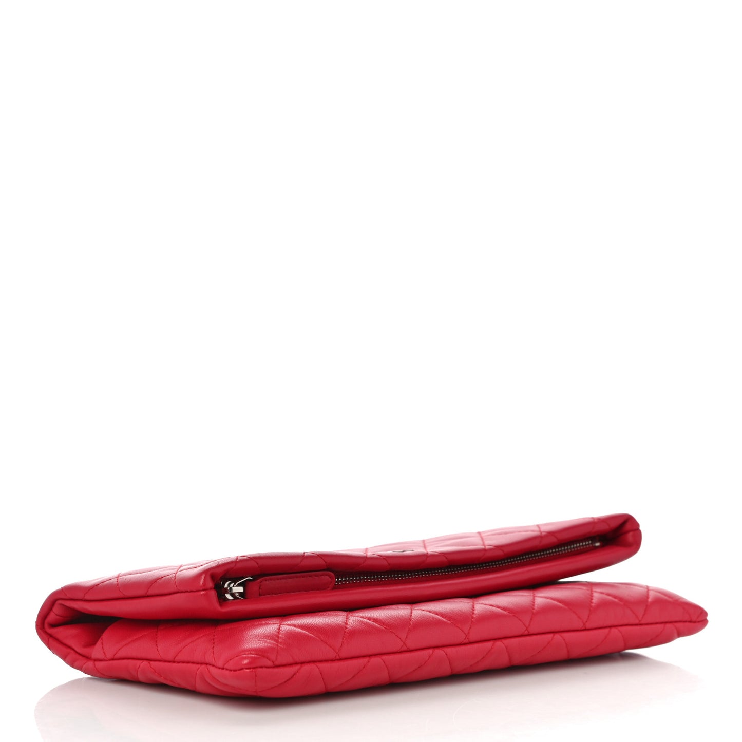 Lambskin Quilted CC Beauty Clutch Red