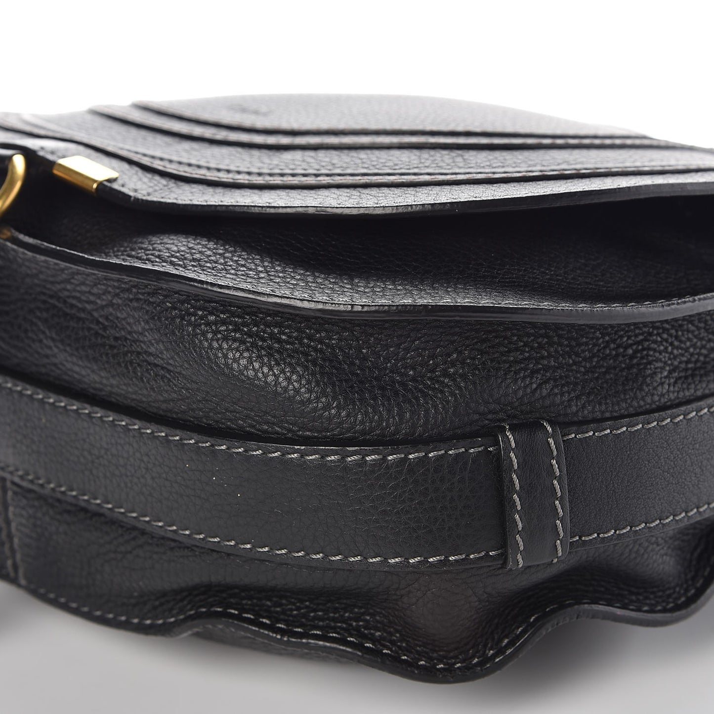 Calfskin Medium Marcie Round Crossbody Bag Black