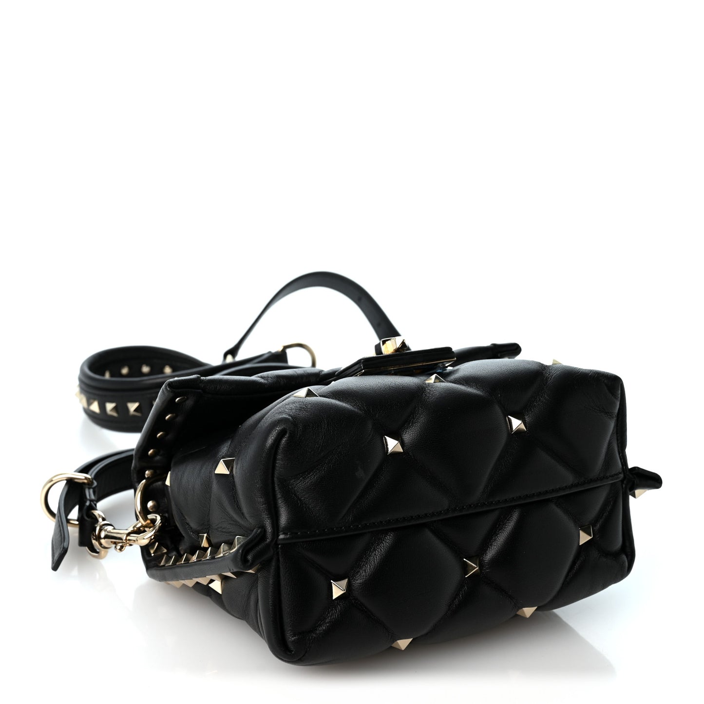 Nappa Mini Candystud Top Handle Bag Black