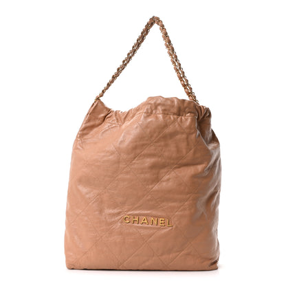 Chanel Shiny Calfskin Quilted Large Chanel 22 Brown 1 of 11