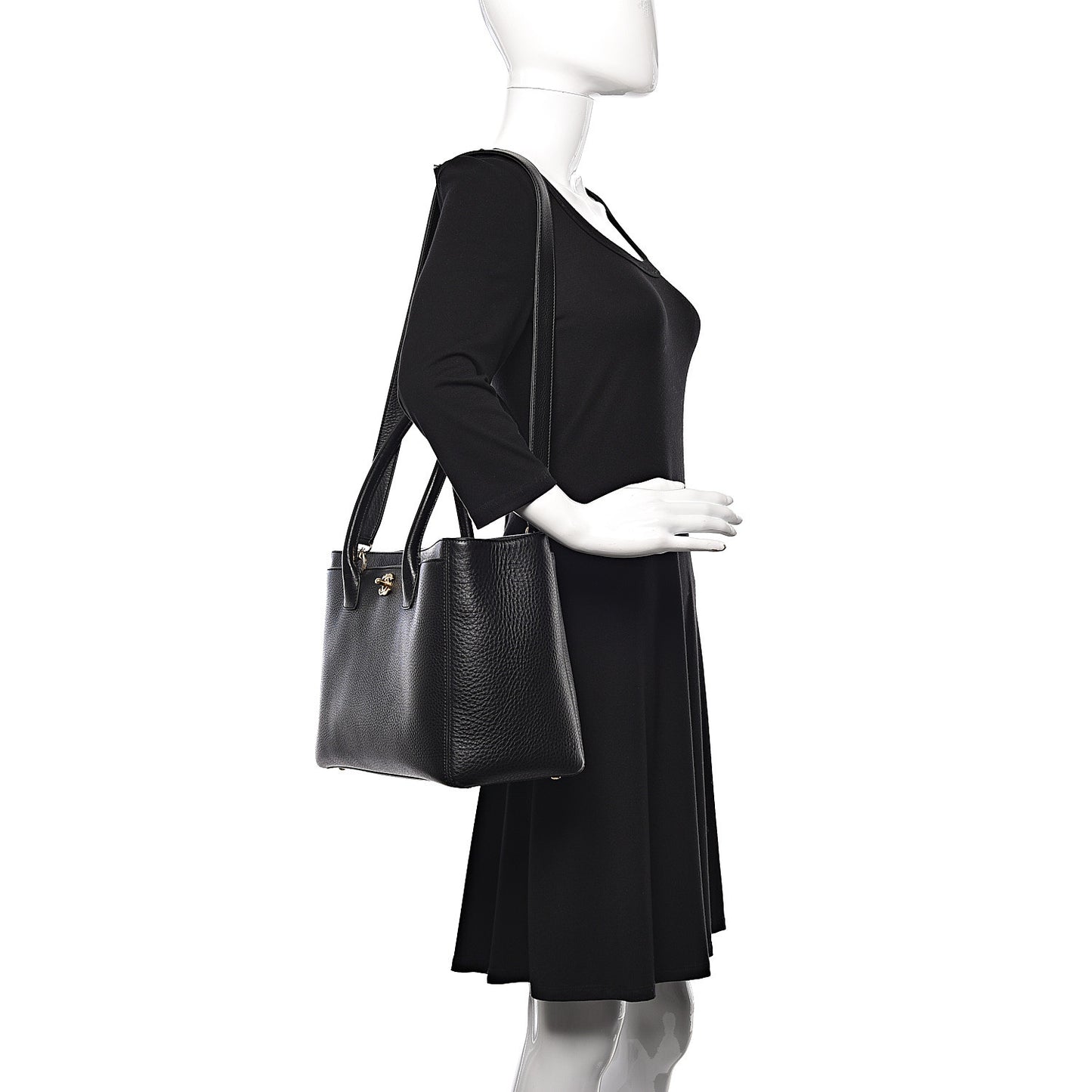 Calfskin Cerf Executive Shopper Tote Black