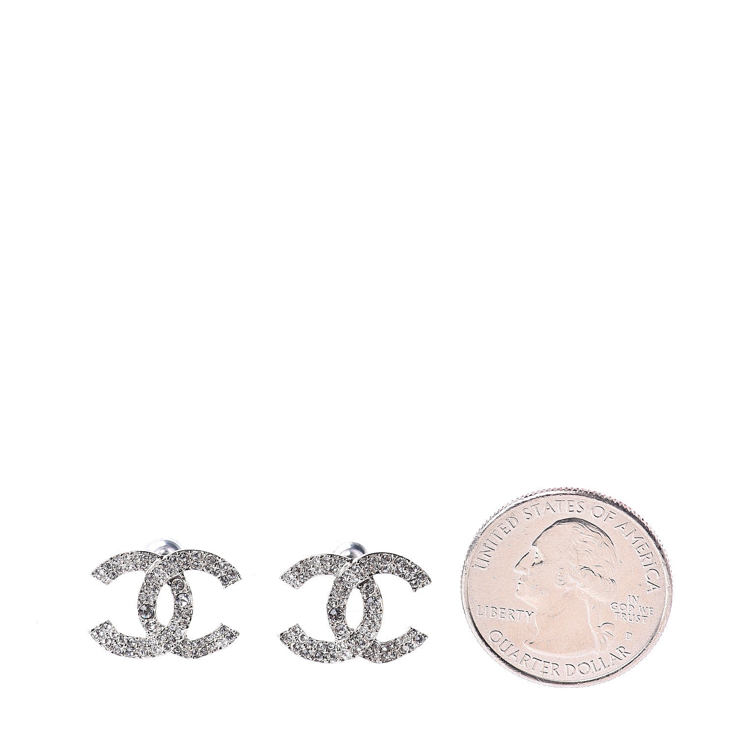 Chanel Crystal CC Earrings Silver 2 of 5