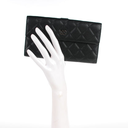 Chanel Caviar Quilted Long Flap Wallet Black 2 of 8