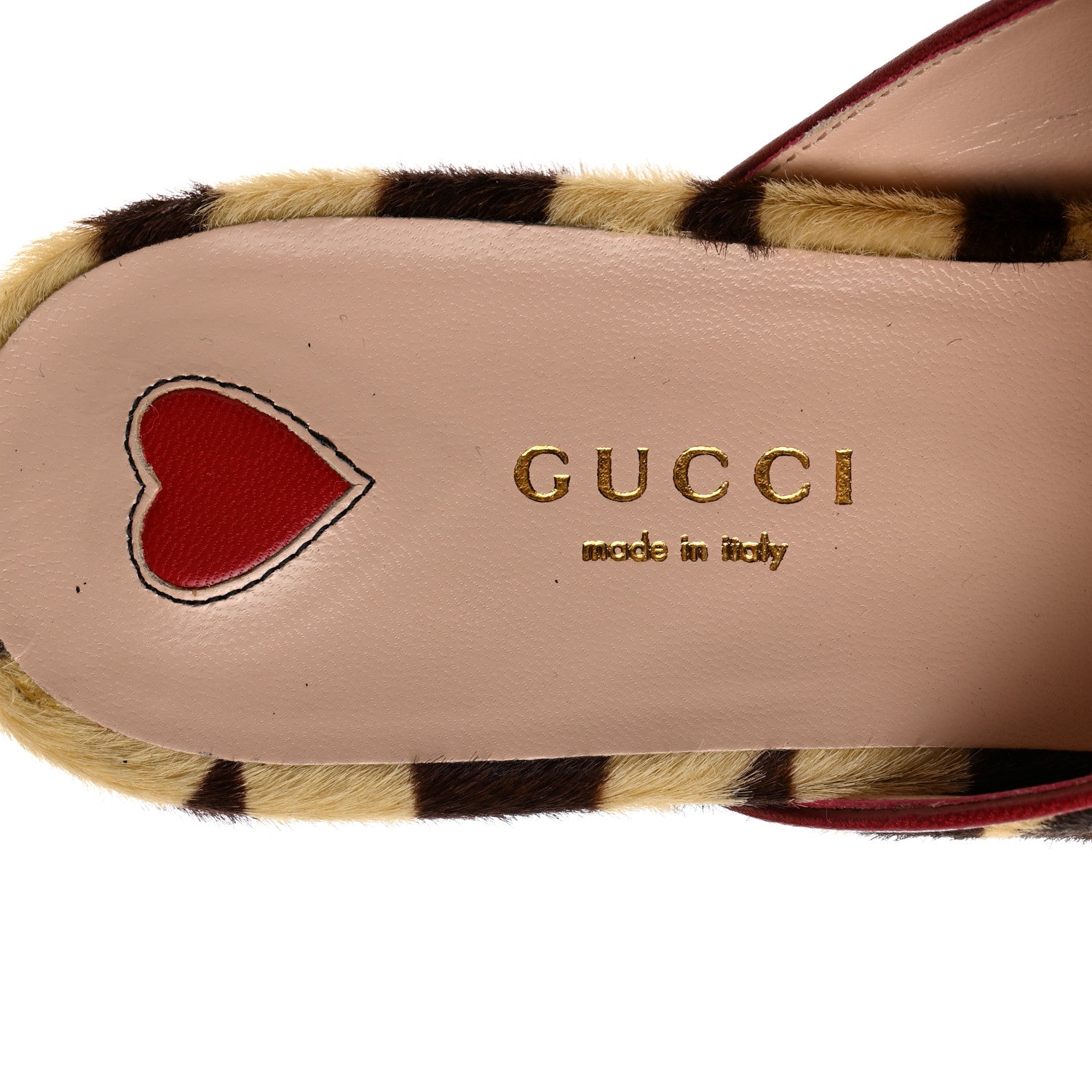 Gucci Calf Hair Tiger Print Womens Princetown Slippers 37.5 Natural Black Romantic Cherry 6 of 8