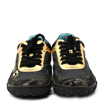Chanel Metallic Lambskin Satin Finish Womens CC Sneakers 40.5 Black Gold 2 of 8