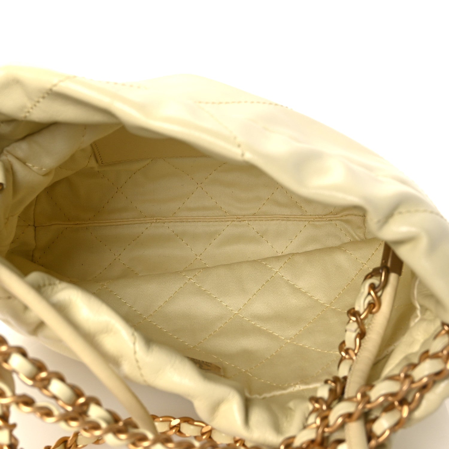 Chanel Shiny Calfskin Quilted Mini Chanel 22 Light Yellow 5 of 11