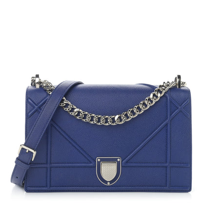 Christian Dior Grained Calfskin Medium Diorama Flap Bag Blue 1 of 13