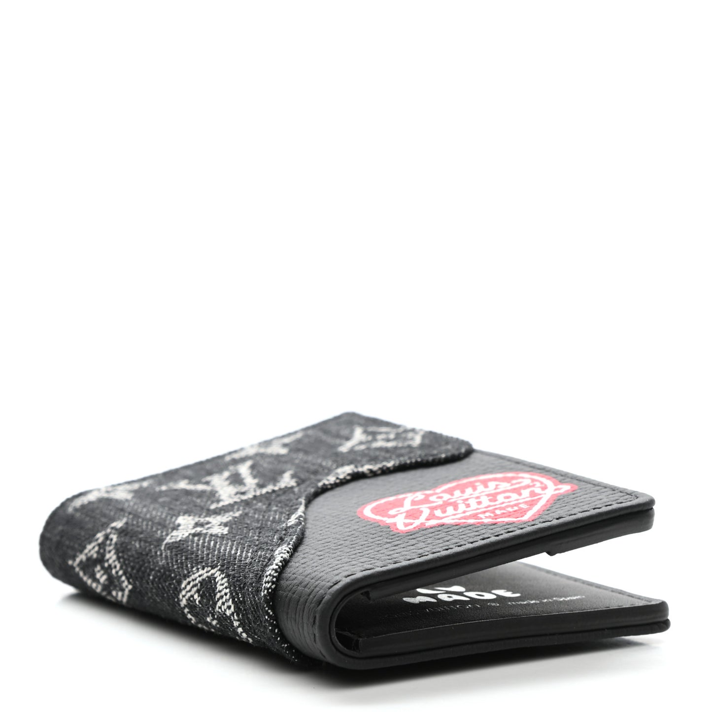 X NIGO Taurillon Monogram Denim Drip Pocket Organizer Black