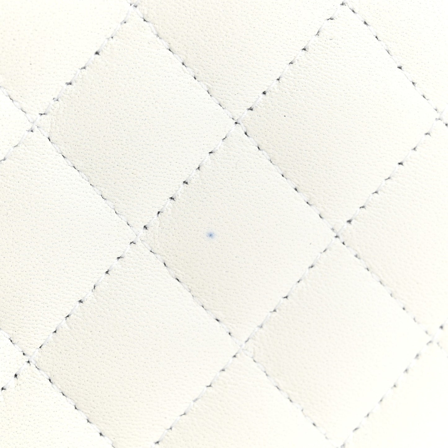 Lambskin Quilted Large Top Handle Jewelry Box With Chain White