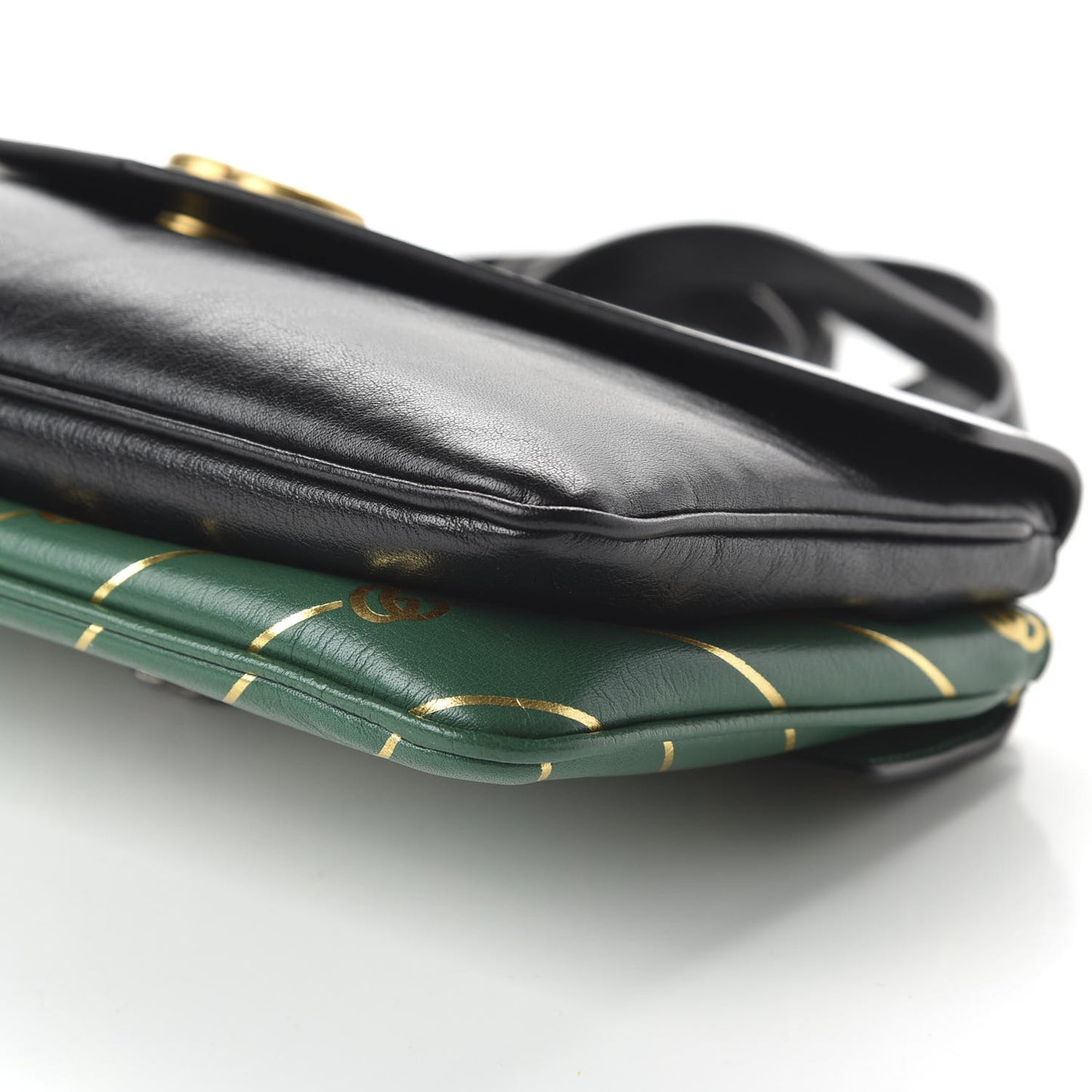 Calfskin Diagonal GG Medium Thiara Double Envelope Shoulder Bag Emerald Green Black