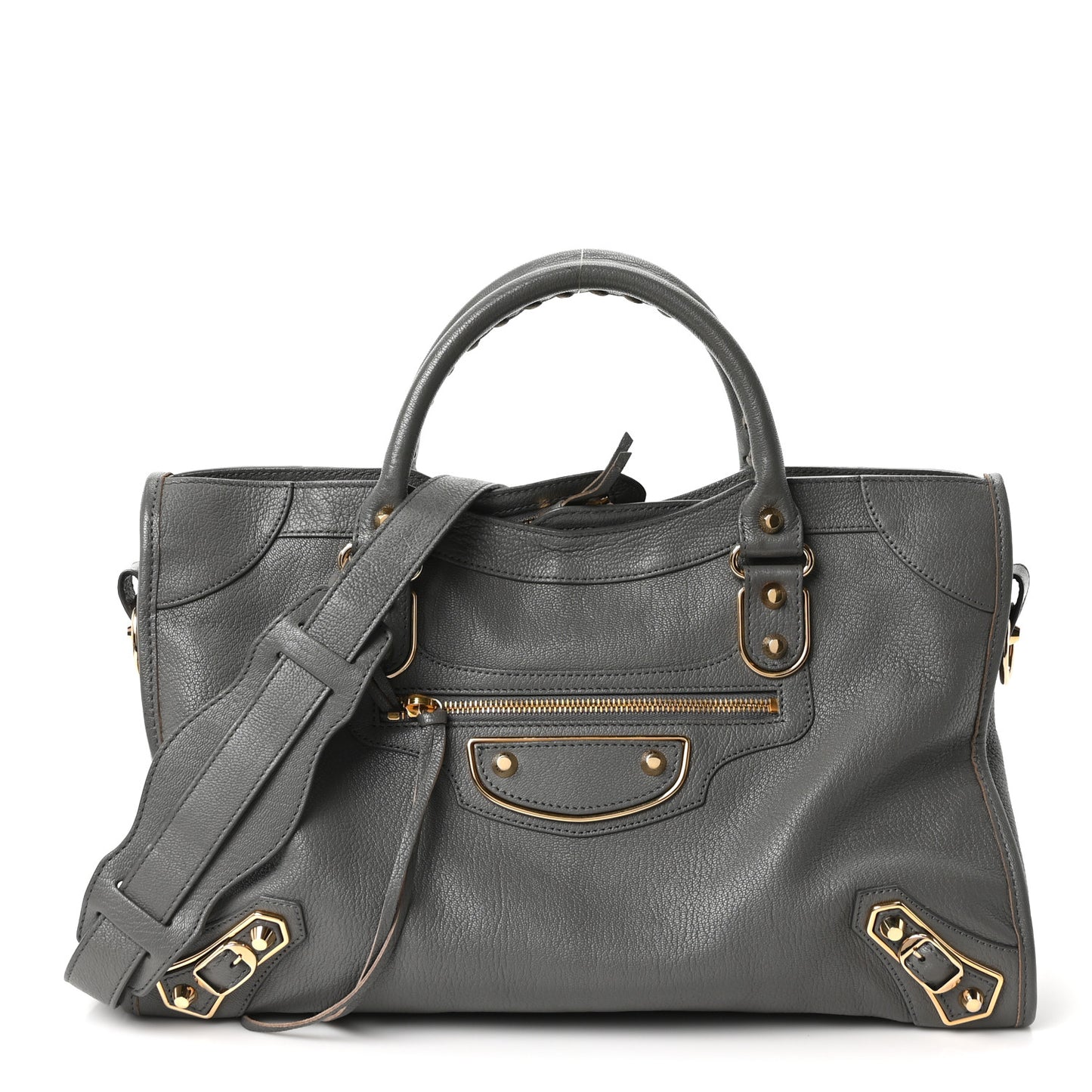 Chevre Gold Metallic Edge Hardware City Gris Acier