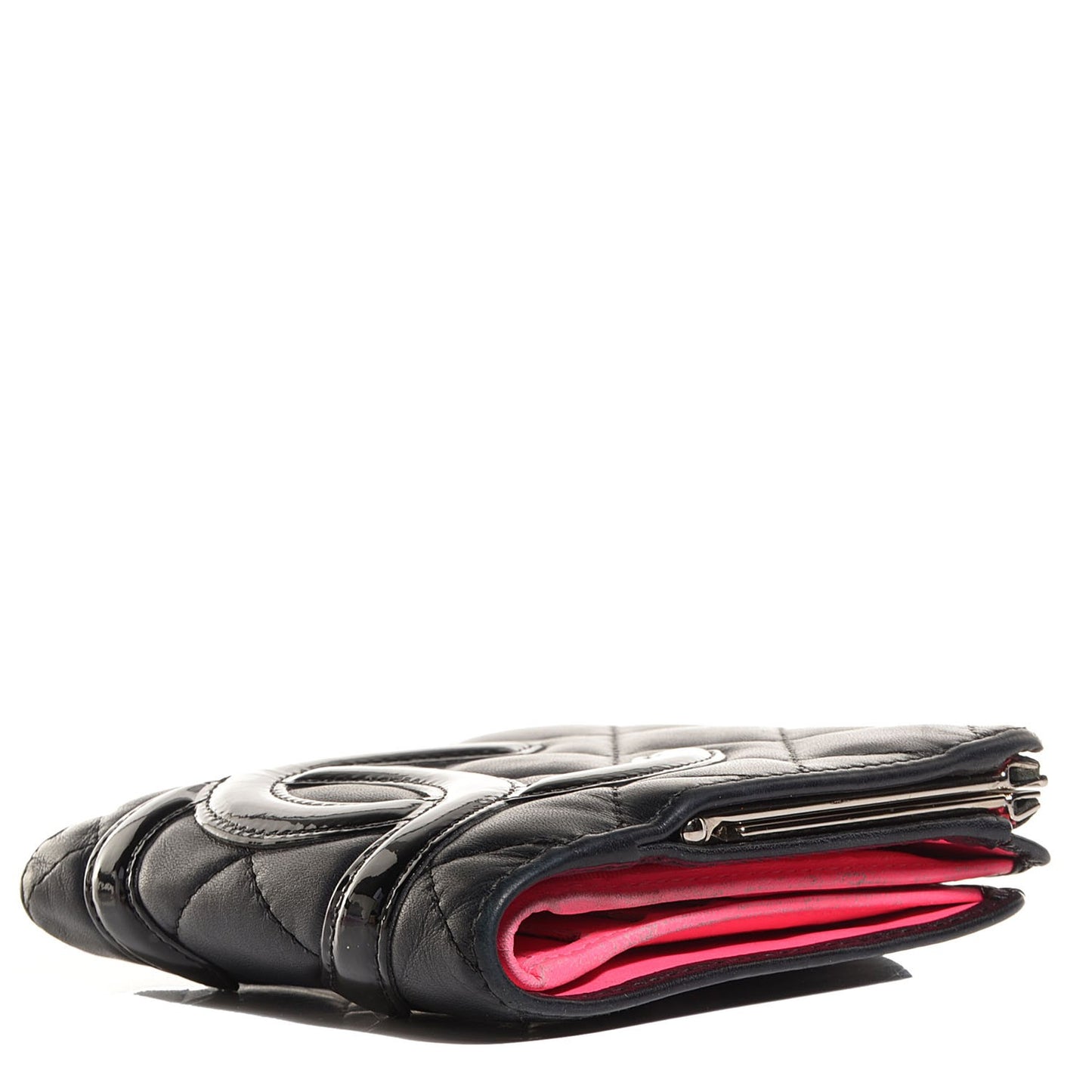 Calfskin Quilted Cambon Bi-Fold Wallet Black