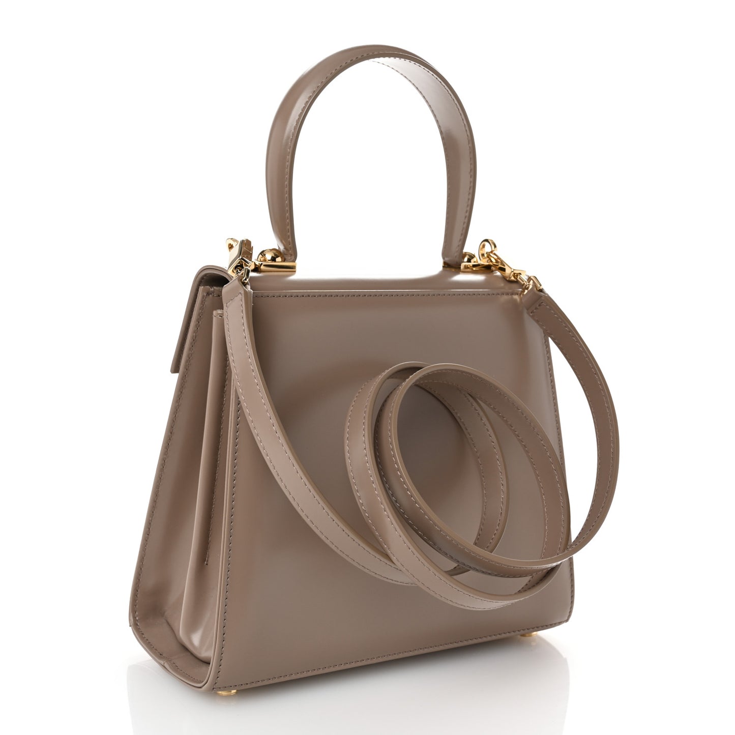 Brushed Off Calfskin Small Iconic Top Handle Bag Grey