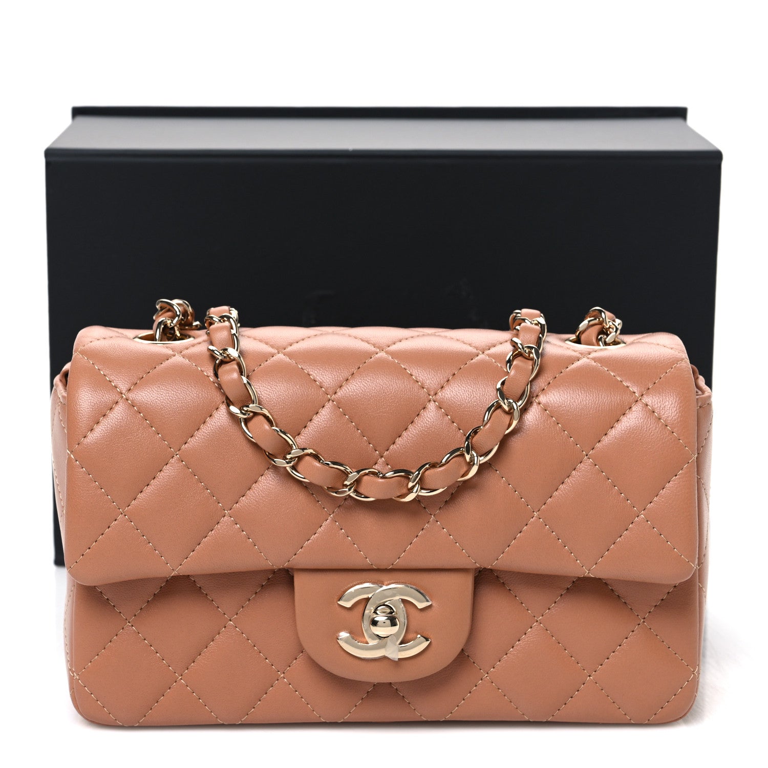 Chanel Lambskin Quilted Mini Rectangular Flap Brown 11 of 11