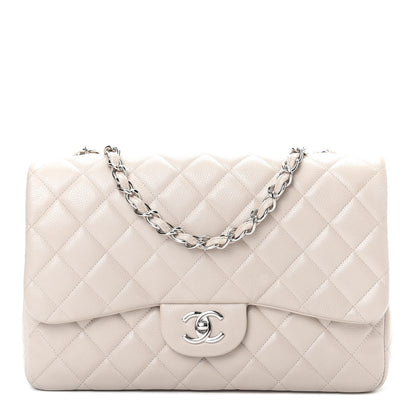 Chanel Caviar Quilted Jumbo Single Flap Ecru 1 of 12