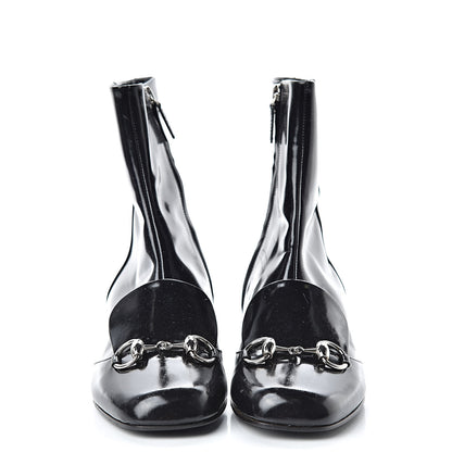 Gucci Patent Calfskin Womens Lilian Horsebit Ankle Boots 37 Black 2 of 11