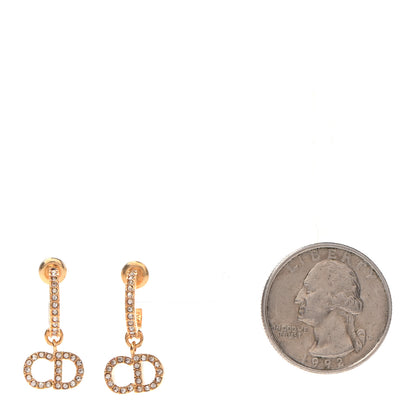 Christian Dior Crystal Clair D Lune Hoop Earrings Gold 2 of 3