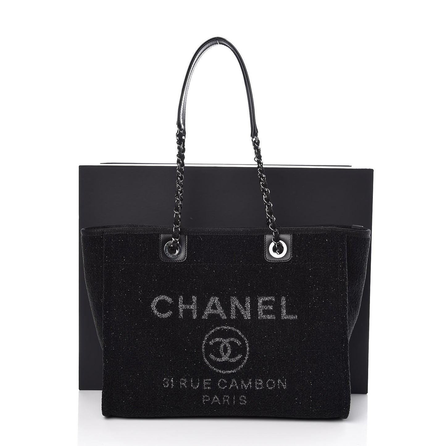 Lurex Boucle Small Deauville Tote Black
