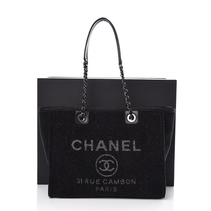 Chanel Lurex Boucle Small Deauville Tote Black 10 of 10