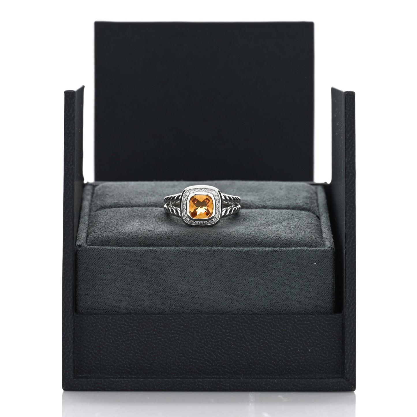 Sterling Silver Diamond Citrine 7mm Petite Albion Ring 54 7