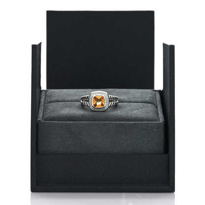 David Yurman Sterling Silver Diamond Citrine 7mm Petite Albion Ring 54 7 3 of 5