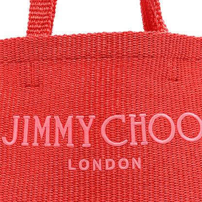 Jimmy Choo Raffia Embroidered East West Beach Tote Paprika Candy Pink 7 of 9