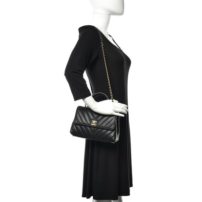 Chanel Caviar Chevron Quilted Mini Coco Handle Flap Black 2 of 10