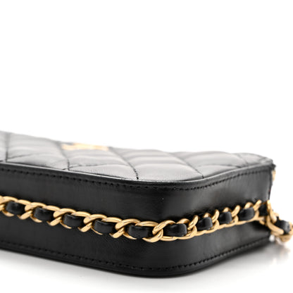 Chanel Lambskin Quilted Small Clutch With Chain Black 13 of 16