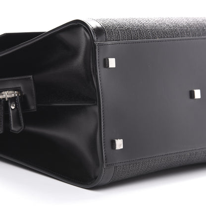 Saint Laurent Raffia Shiny Calfskin Large Uptown Tote Black 7 of 9