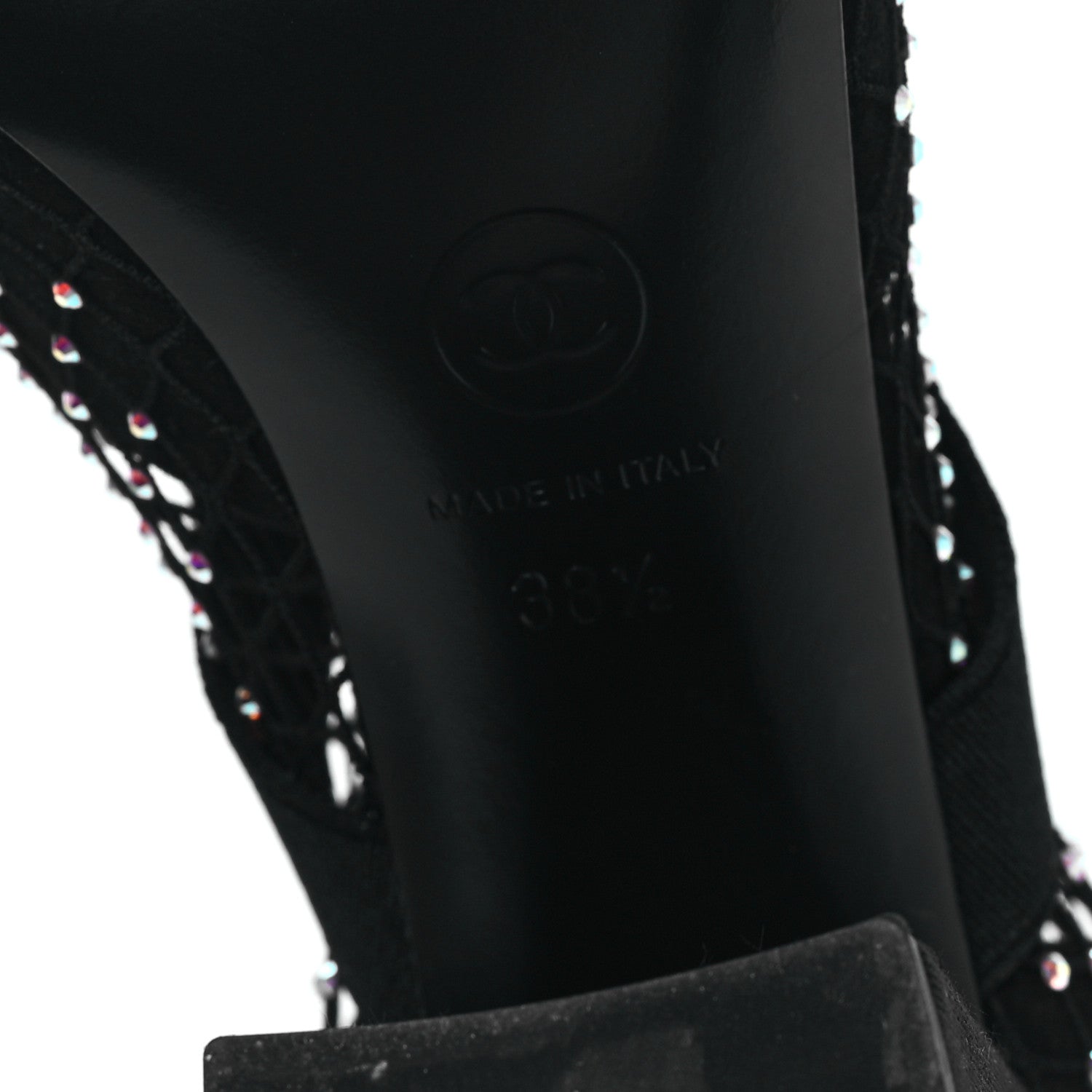 Chanel Resille Strass Kid Suede Patent Mary Jane Short Boots 38.5 Black 6 of 7
